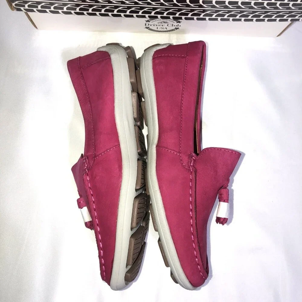 Girls Driver Club USA Johnson Ave Pink Leather Loafers Size 3 Little Kids New